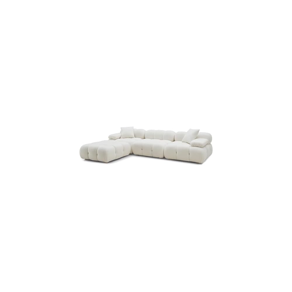 TOV Furniture Calliope Cream Vegan Shearling 4-Piece Modular Sectional