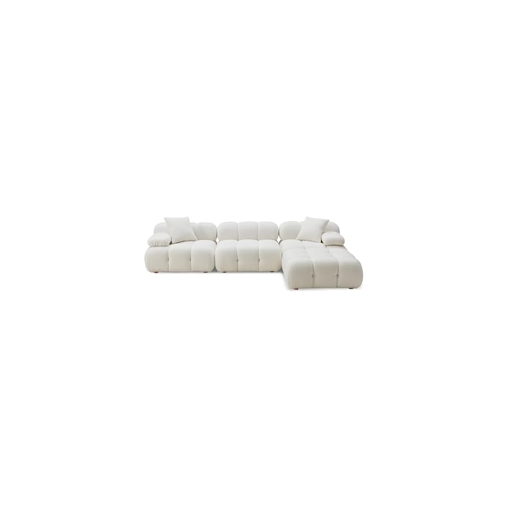TOV Furniture Calliope Cream Vegan Shearling 4-Piece Modular Sectional