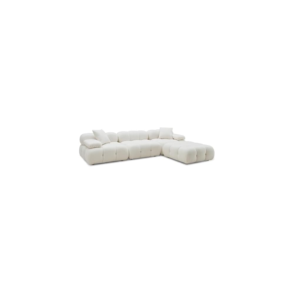 TOV Furniture Calliope Cream Vegan Shearling 4-Piece Modular Sectional