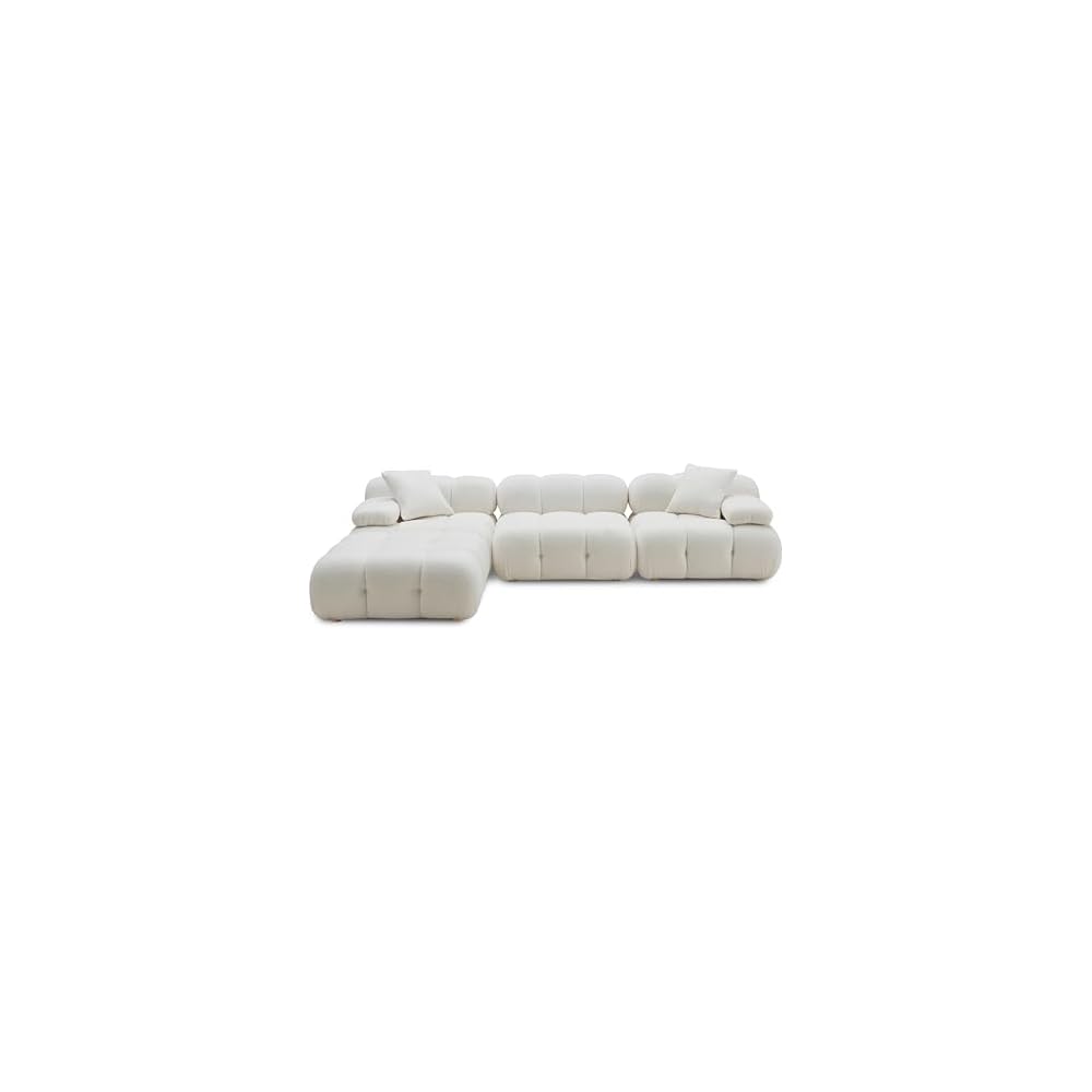 TOV Furniture Calliope Cream Vegan Shearling 4-Piece Modular Sectional