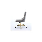 Hassyee Furniture Office Chair,Modern Velvet Upholstered Tufted Button Home Office Chair with Golden Metal Base, Adjustable and Swivel (Gray1)