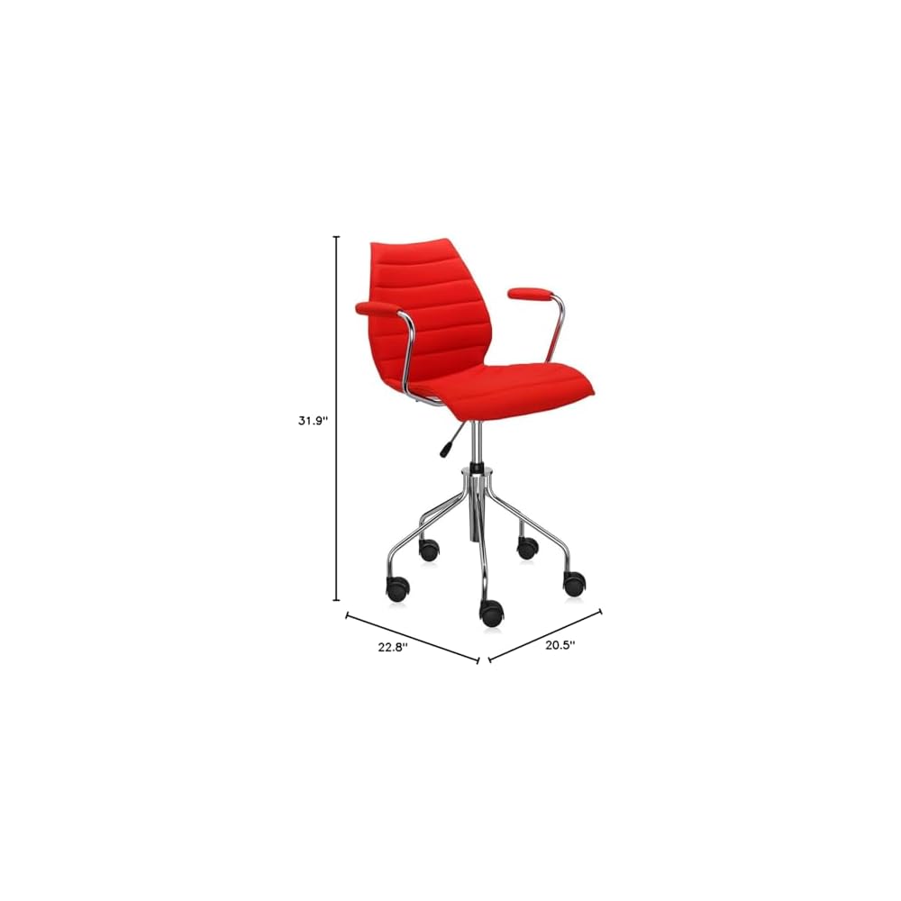 Kartell Maui Soft Swivel Chair by Tribute to Vico Magistretti, Pack of 1, Trevira Fabric Red