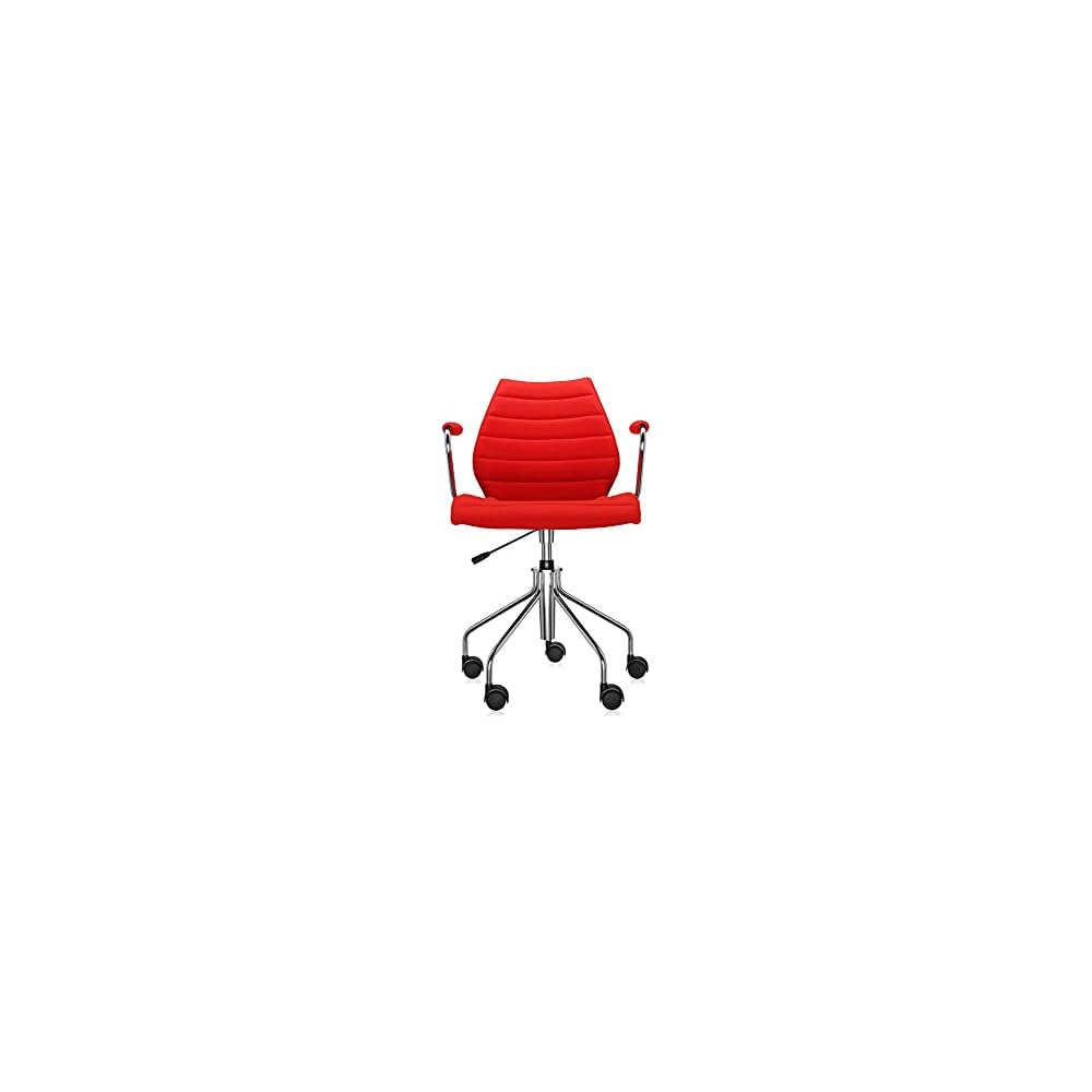 Kartell Maui Soft Swivel Chair by Tribute to Vico Magistretti, Pack of 1, Trevira Fabric Red