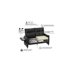 Small Loveseat Sofa Faux Leather 2 Seater Couch with Flip Up Tray Table and Side Pockets for Living Room Bedroom Apartment Office