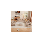 RARZOE 3-Piece Chenille Sofa Set with Ottoman for Living Room (Light Brown)
