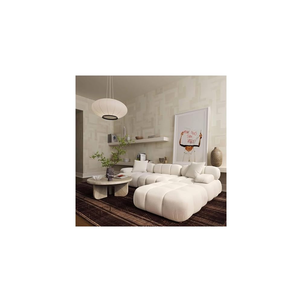TOV Furniture Calliope Cream Vegan Shearling 4-Piece Modular Sectional