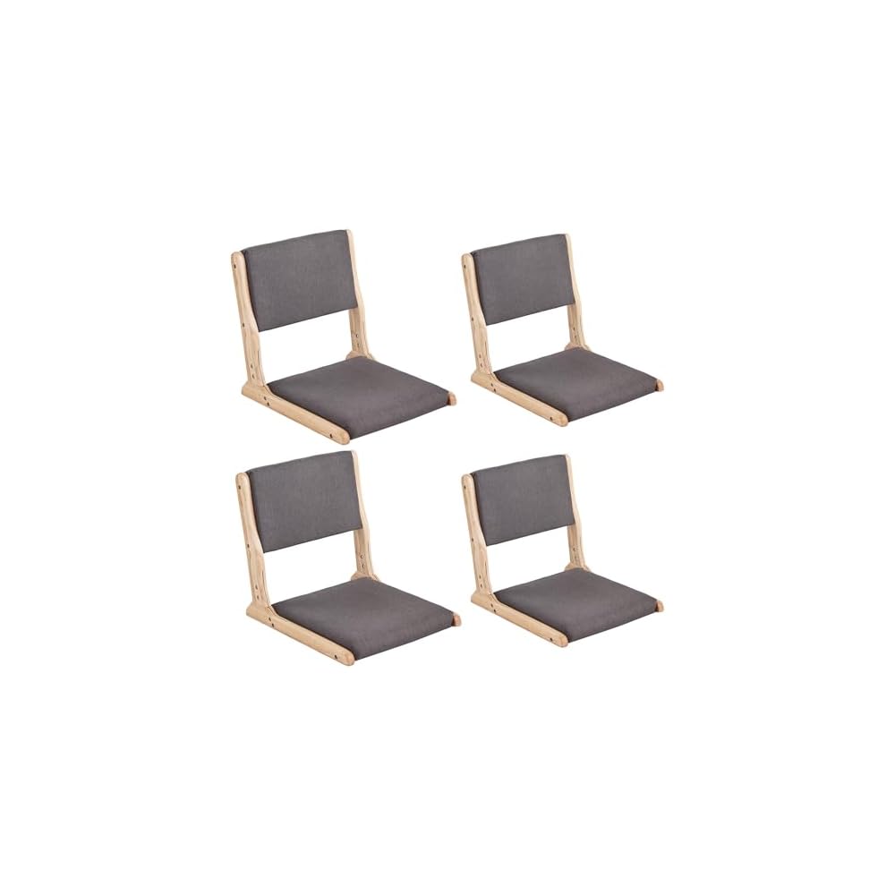 Tiita 2-Pack Foldable Meditation Floor Chairs, Back Support, Wood Brown