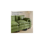 KCGKCG 116" Modular U Shaped Cloud Couch, Chenille Sectional Couches for Living Room with Ottoman, Deep Seat Sofa Cloud Sectional Couch with Charging Station, Cup Holder, Side Pocket, Green