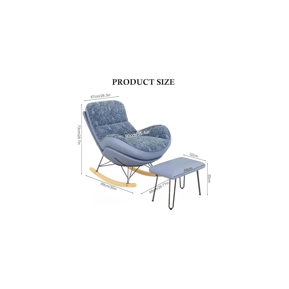 Modern Upholstered Rocking Chair with Footrest - Double-Sided Cushion Lazy Lounge Chair for Living Room, Comfy Side Chair for Relaxation and Style