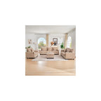 RARZOE 3-Piece Chenille Sofa Set with Ottoman for Living Room (Light Brown)