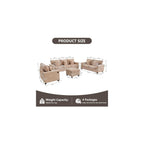 RARZOE 3-Piece Chenille Sofa Set with Ottoman for Living Room (Light Brown)