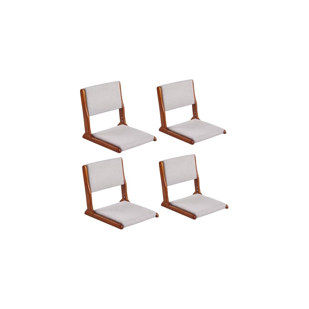 Tiita 2-Pack Foldable Meditation Floor Chairs, Back Support, Wood Brown