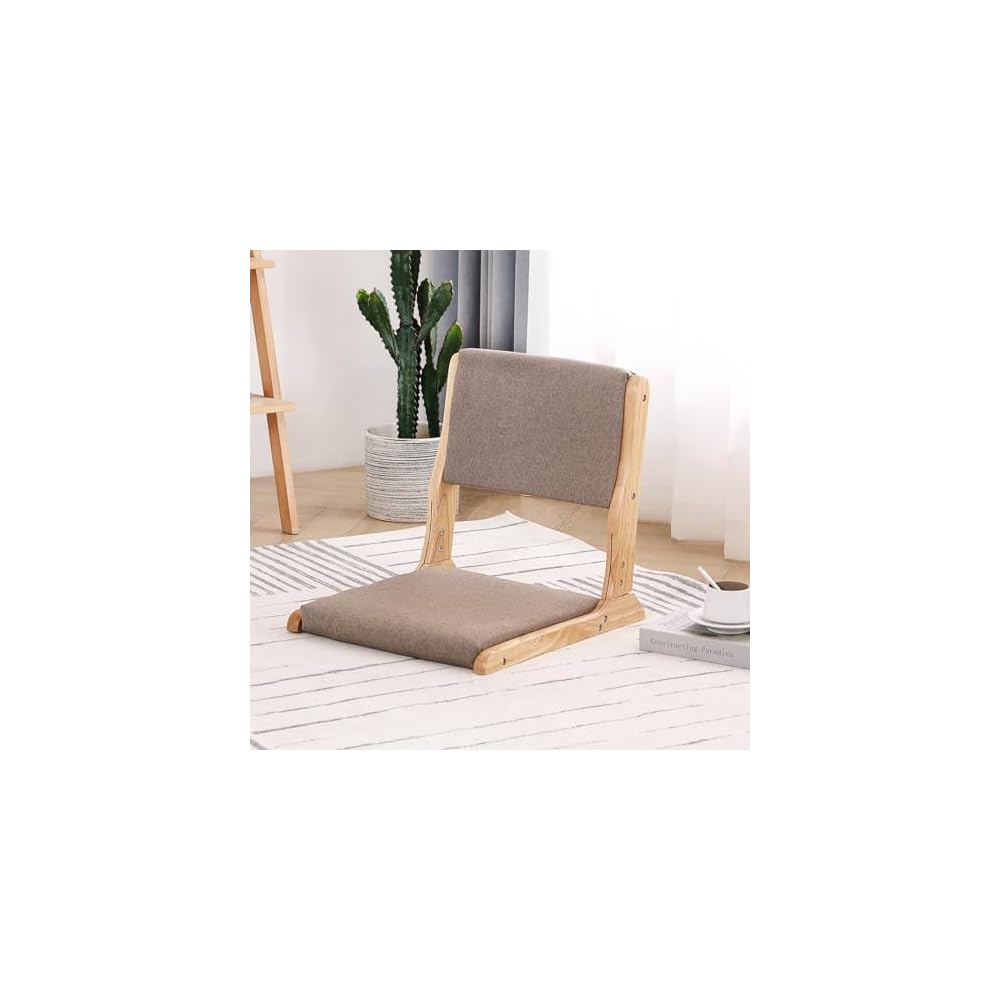 Tiita 2-Pack Foldable Meditation Floor Chairs, Back Support, Wood Brown