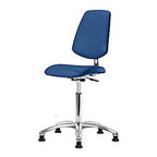 Thomas 1163V79 Basic ESD/Cleanroom Vinyl Desk Height Chair with Medium Back, Chrome Base, ESD Glides, Blue