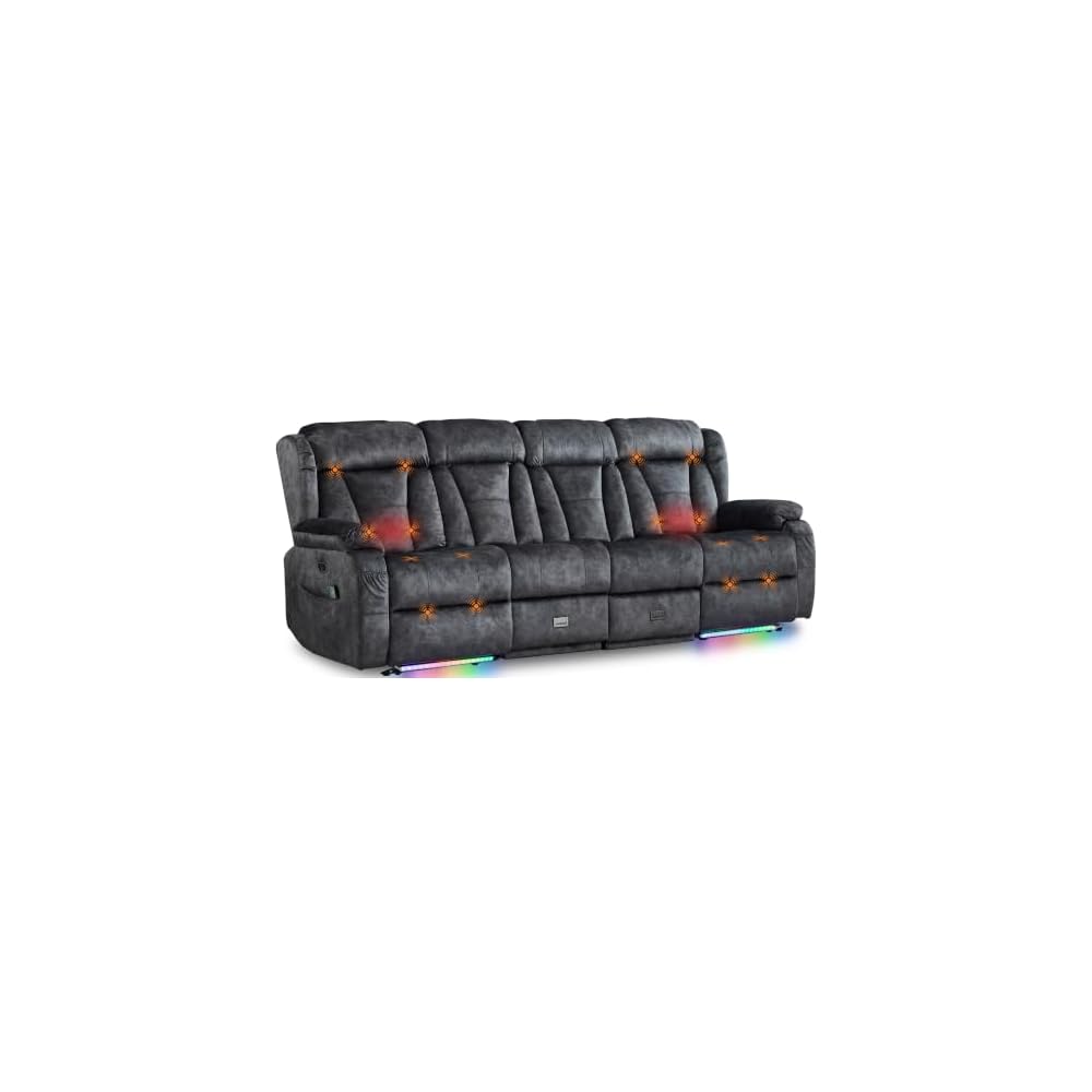 Power Reclining Sofa, Zero Wall Hugger 4 Seat Recliner Couch with Console