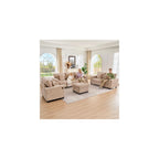 RARZOE 3-Piece Chenille Sofa Set with Ottoman for Living Room (Light Brown)