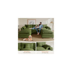 KCGKCG 116" Modular U Shaped Cloud Couch, Chenille Sectional Couches for Living Room with Ottoman, Deep Seat Sofa Cloud Sectional Couch with Charging Station, Cup Holder, Side Pocket, Green