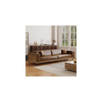 Mid-Century Modern PU Leather Sofa, 110.24" Brown Cloud Couch