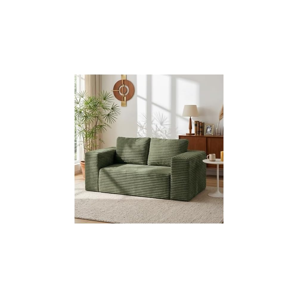 63" Loveseat Sofa Couch in a Box, 2 Seater Boneless Couch, Green