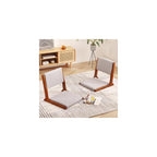 Tiita 2-Pack Foldable Meditation Floor Chairs, Back Support, Wood Brown