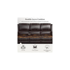 Yolsali 3-Seater Recliner Sofa, Manual Reclining Couch with Multi-Functional Middle Seat, Reclining Sofa for Living Room with Hidden Storage Space, Cup Holders, and Removable Console - PU Brown