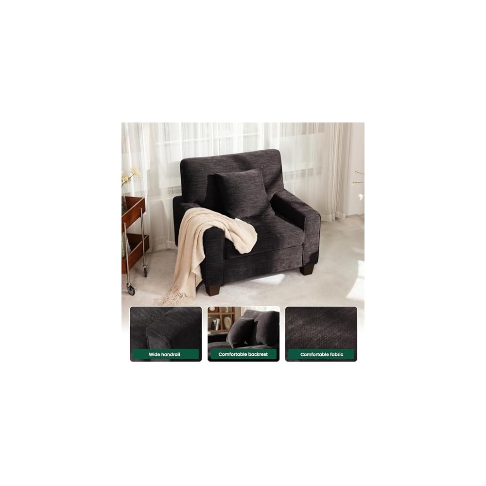 DOPEDIO 40" Fabric Accent Chair, Single Couch for Living Room, Dark Grey