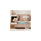 RARZOE 3-Piece Chenille Sofa Set with Ottoman for Living Room (Light Brown)