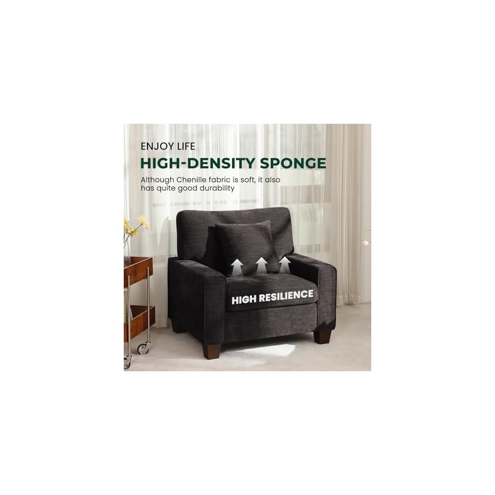 DOPEDIO 40" Fabric Accent Chair, Single Couch for Living Room, Dark Grey