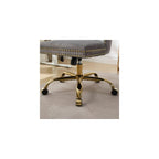 Hassyee Furniture Office Chair,Modern Velvet Upholstered Tufted Button Home Office Chair with Golden Metal Base, Adjustable and Swivel (Gray1)