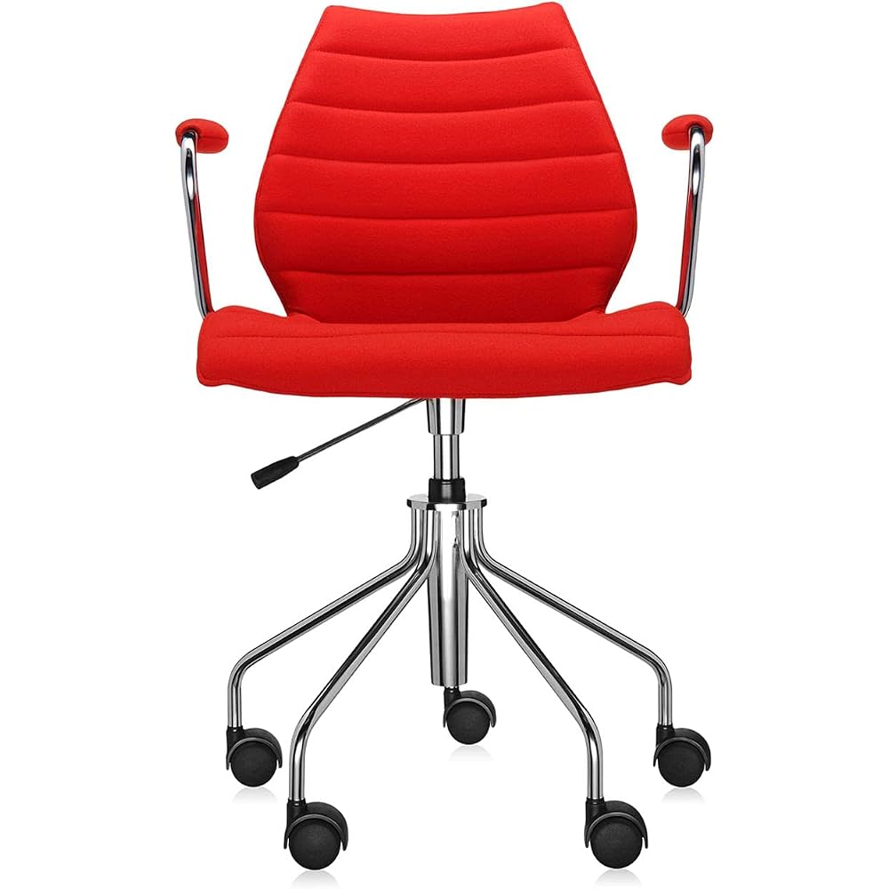 Kartell Maui Soft Swivel Chair by Tribute to Vico Magistretti, Pack of 1, Trevira Fabric Red