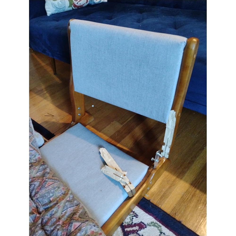 Tiita 2-Pack Foldable Meditation Floor Chairs, Back Support, Wood Brown