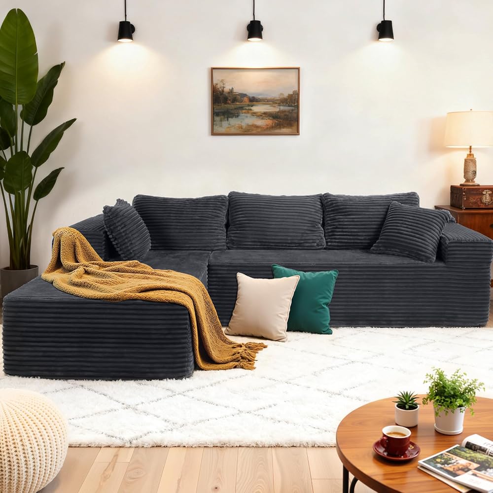 Boneless Couch Modular Sectional Sofa L-Shape Oversized Chaise